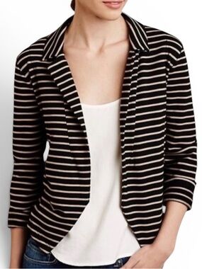 Anthropologie Dolan Left Coast Black And Tan Striped Jersey Blazer